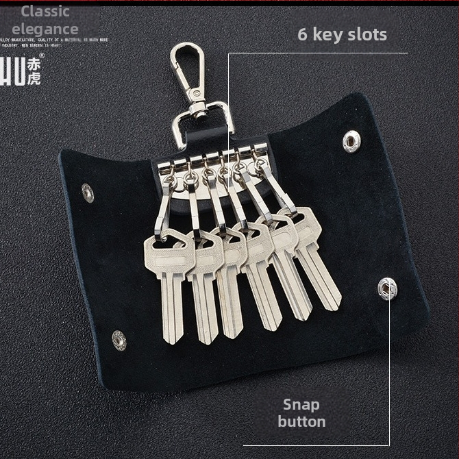 CY040 no īstas ādas atslēgu soma, universāla, pirmais liellopa ādas slānis, bez oderes, anti-cut, paplašināms