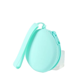 Силиконова кръгла монетник с цип и шнур за носене – водоустойчив, вътрешност с ципова мрежа