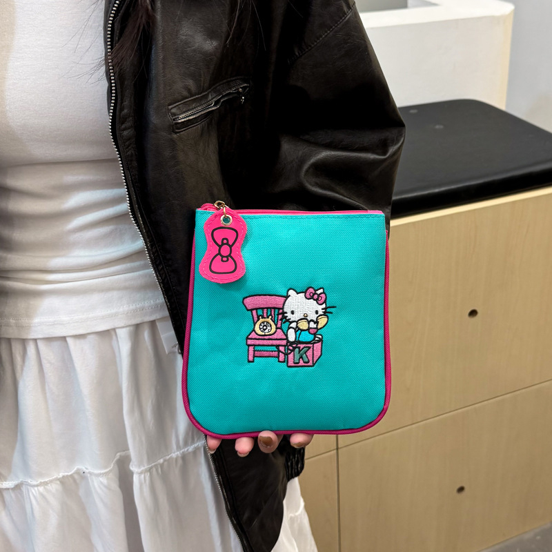 Tikitud kassikujuline münte rahakott — Oxford kangas, värske ja armas stiil, polüestri vooder