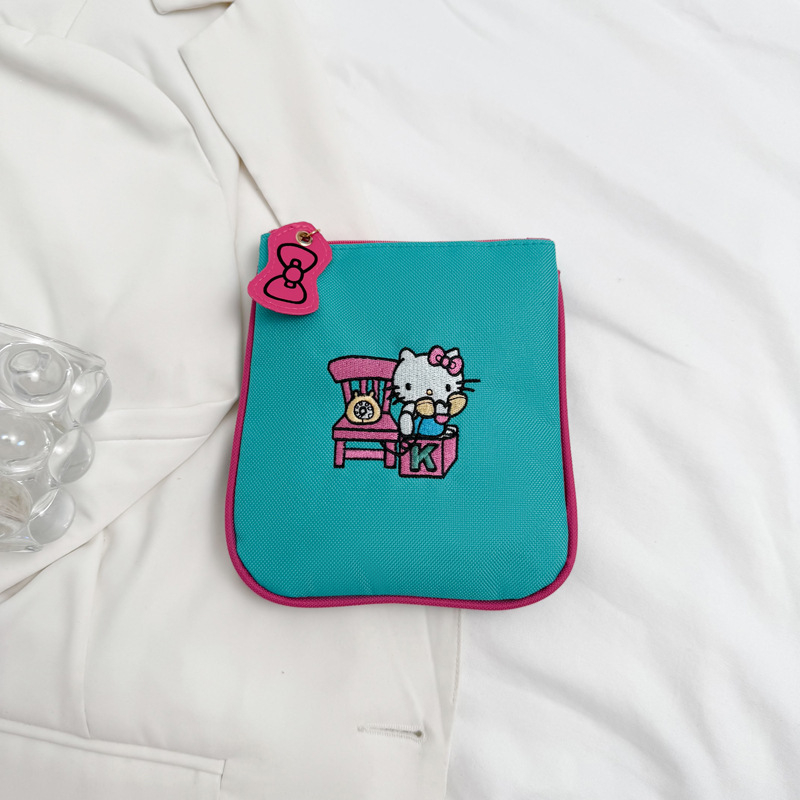 Tikitud kassikujuline münte rahakott — Oxford kangas, värske ja armas stiil, polüestri vooder