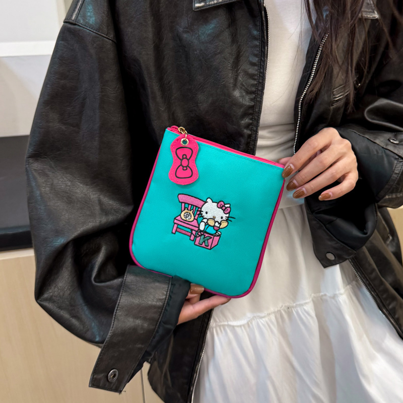 Tikitud kassikujuline münte rahakott — Oxford kangas, värske ja armas stiil, polüestri vooder