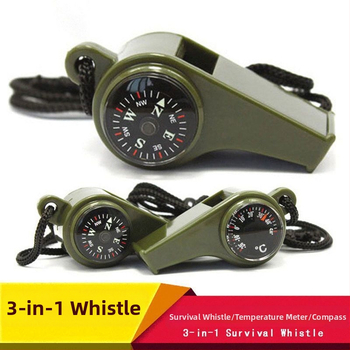 Három az egyben kompassz, hőmérő és túlélési síp – kültéri, hordozható, többfunkciós túlélő eszköz