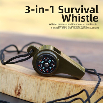 Három az egyben kompassz, hőmérő és túlélési síp – kültéri, hordozható, többfunkciós túlélő eszköz