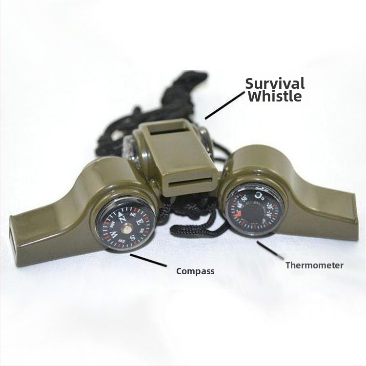 Három az egyben kompassz, hőmérő és túlélési síp – kültéri, hordozható, többfunkciós túlélő eszköz