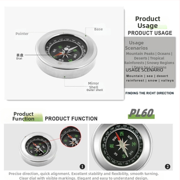 Iránytű - rozsdamentes acél, hordozható, kültéri használat | Márka: Record Work
