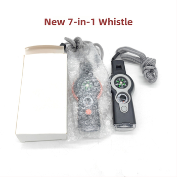 Túlélő eszköz LED-fénnyel, iránytűvel, sípolóval és hőmérővel (7 az 1-ben)