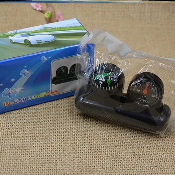 Вътрешен автомобилен термометър и компас, 2-в-1, метална конструкция