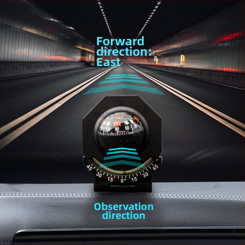 Automobilinis kompasas su nuolydžio matavimo funkcija, nešiojamas, šviesos, metalinis korpusas