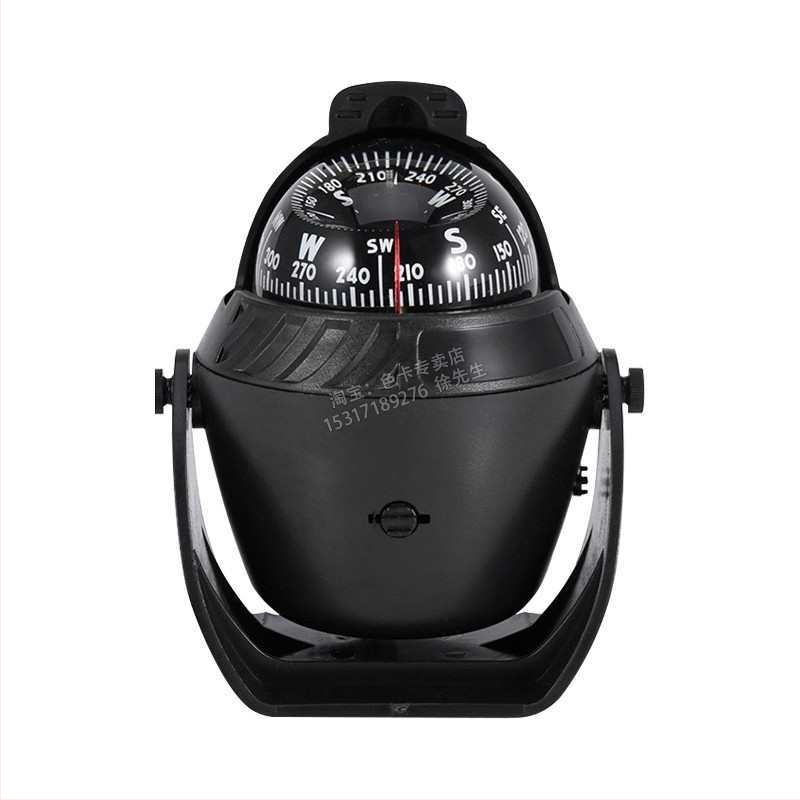 Jūras kompass ar magnētiskās deklinācijas regulēšanu un LED nakts gaismu ārējai lietošanai