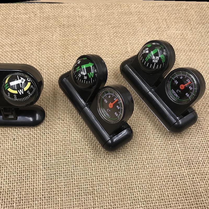 Termometru de interior pentru mașină și busolă — termometru sferic din metal, 2 în 1 (Material: metal; Tip: termometru și busolă 2 în 1; Aplicație: automobil)