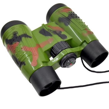 Детски камуфлажни бинокли за игра с компас – 6x30, пластмасова конструкция, за деца 4–6 години, развиват координацията ръка-око