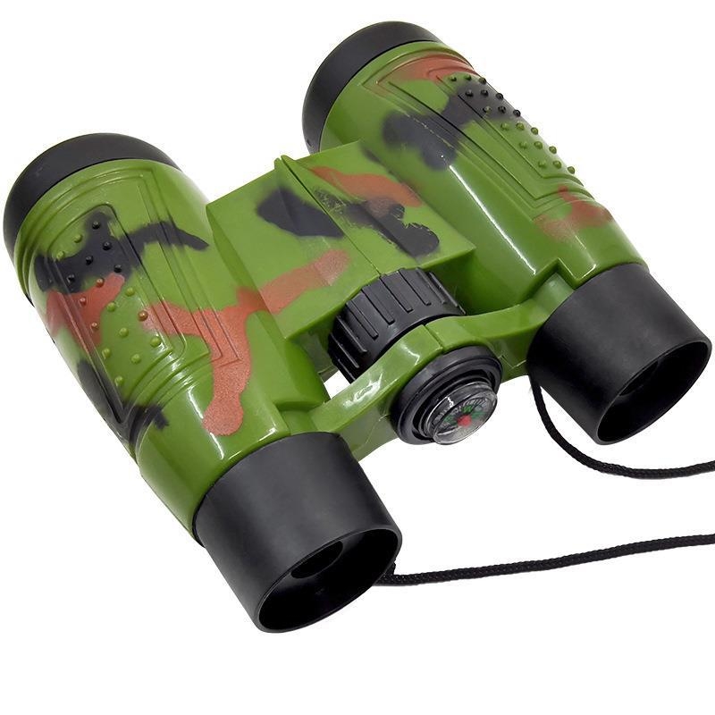 Детски камуфлажни бинокли за игра с компас – 6x30, пластмасова конструкция, за деца 4–6 години, развиват координацията ръка-око