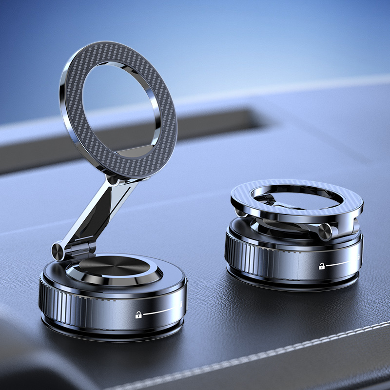 Държач за телефон за автомобил с вакуумно всмукване, метална рамка, въртене на 360°, универсална съвместимост