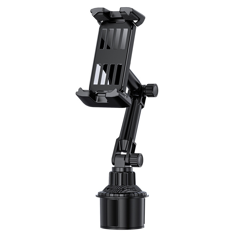 Suport auto pentru telefon și tabletă — suport universal pentru navigație și iPad, montaj Snap-on, compatibil cu locul pentru pahar din consola centrală, în fața scaunului pasager