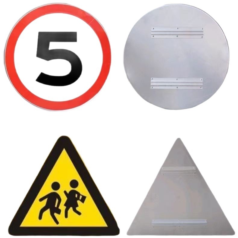 Reflektív alumínium útjelző tábla nemzeti és megyei utakra; sebességkorlátozás és figyelmeztető tábla