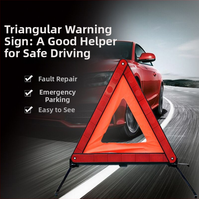 Auto avārijas brīdinājuma trijstūra statīvs ar trim kājām, salokāms, atstarojošs materiāls, ABS/PP konstrukcija, pielāgojams