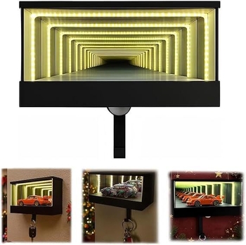 Garāžas atslēgu kulons ar 3D spoguļa LED displeju pakarināmajā kastītē (PLA materiāls, 3D process, mūsdienīgs minimālisma stils)