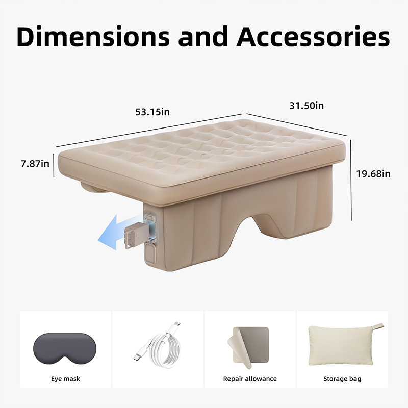 Autóba felfújható ágy SUV-hoz és a csomagtartóba, kettős használat autóhoz és kinti kempingezéshez, automatikus felfújás, súly 2,2 kg, terhelhetőség 300 kg, flocking anyag és környezetbarát PVC