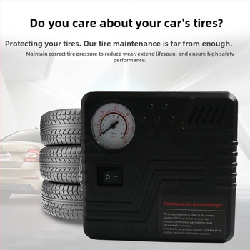 Pompa de aer de urgență pentru mașină, portabilă, cilindru unic, 12V, 120W, alimentare prin brichetă, cablu 280 cm
