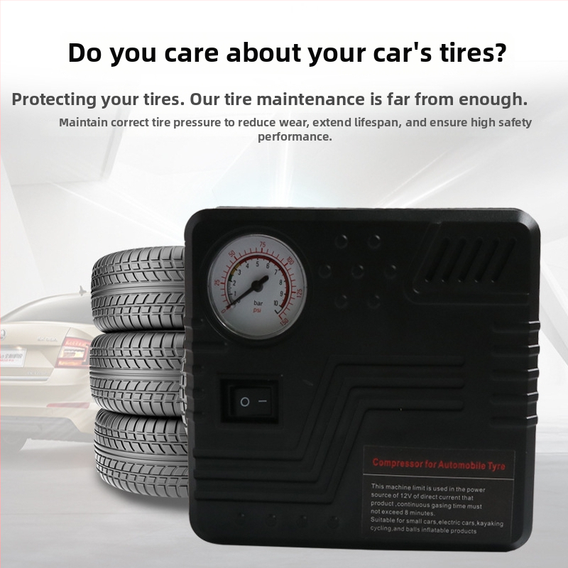 Pompa de aer de urgență pentru mașină, portabilă, cilindru unic, 12V, 120W, alimentare prin brichetă, cablu 280 cm
