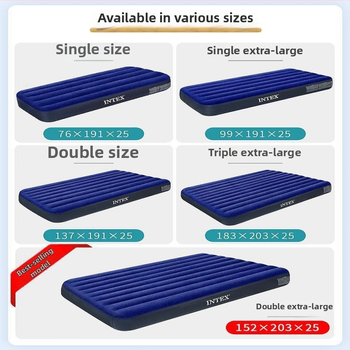 Intex õhupuhutav voodi täiskasvanutele – flokiga pind – maksimaalne koormus 200 kg – kaal 5 kg – mudelid: 64731–64735, 64759, 64755