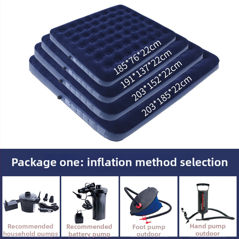 Kahe inimese täispuhutav voodi flokitud pinnaga, kandevõime 180 kg