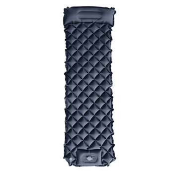 Портативен сгъваем надуваем походен матрак с вградена помпа; лек 0,65 кг; носимост до 100 кг; двуслоен композитен материал; ръчно надуване.