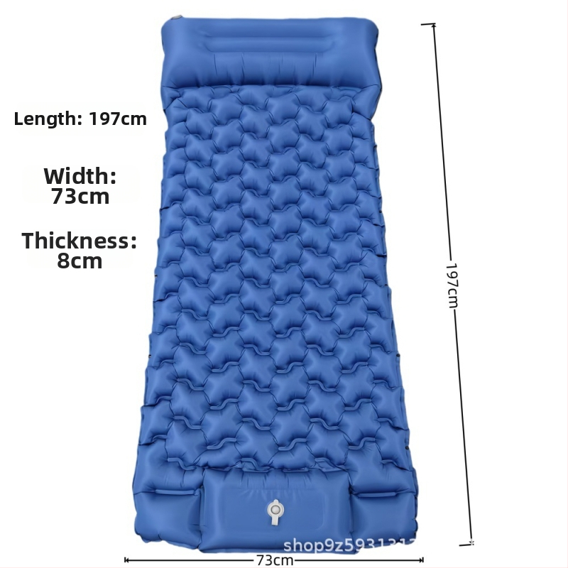 Õhupumpaga varustatud täispuhutav telkimismadrats, niiskuskindel pind, kahekihiline konstruktsioon, manuaalne täitmine, maksimaalne koormus 200 kg, kaal 960 g