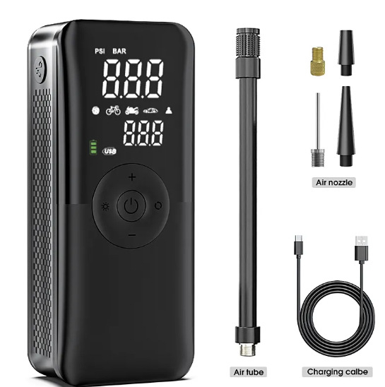 Pompă de aer pentru mașină cu un cilindru, alimentare fără fir, 5V, debit de aer 25 L/min, autonomie peste 20 de minute