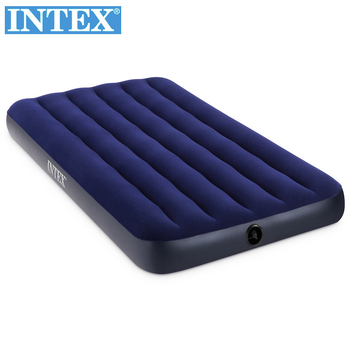 INTEX egyszemélyes felfújható ágy, vastagított, összecsukható, flokkolt felülettel, kempingezéshez, teherbírás 270 kg