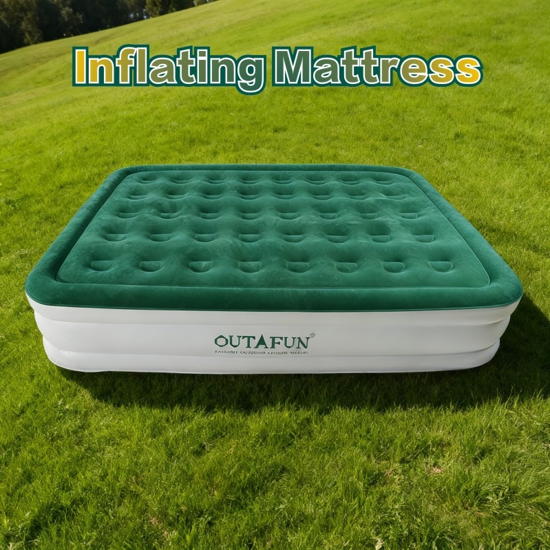 Outafun automatikus önfújású felfújható ágy kempingezéshez – hordozható összecsukható, flockos felület, 8,4 kg, max terhelés 400 kg