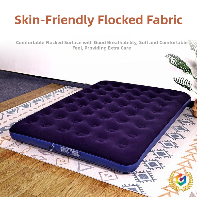 Išpūčiamas PVC čiužinys su stora flokavimo paviršiaus, sulankstomas namų ir stovyklavimui