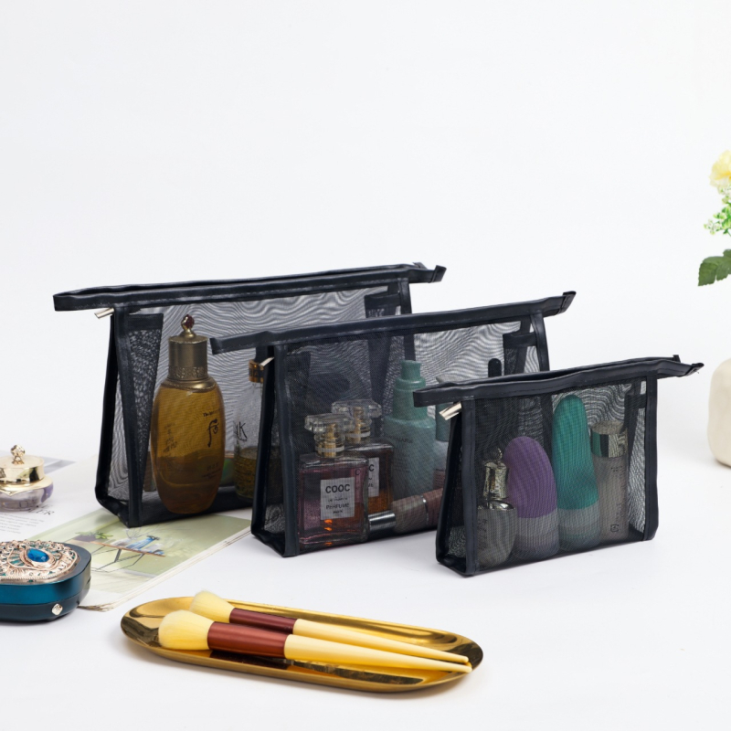 Geantă de machiaj, model din plasă ușoară de lux, cub din nailon, pentru mașină, ideală pentru călătorii