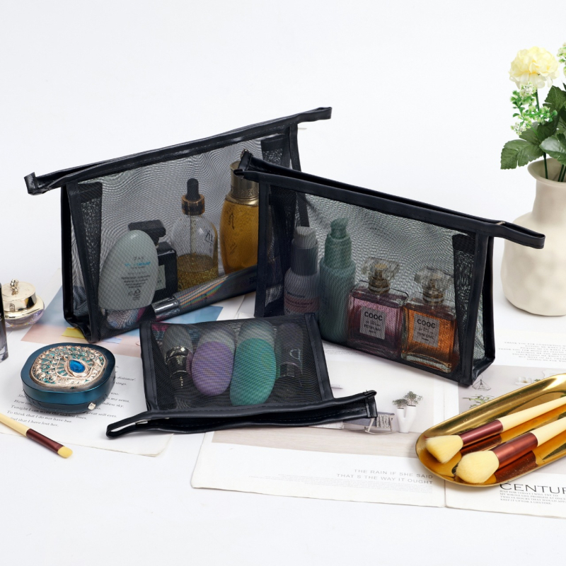 Geantă de machiaj, model din plasă ușoară de lux, cub din nailon, pentru mașină, ideală pentru călătorii