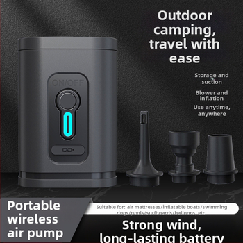 Pompa de aer USB pentru saltele gonflabile și perne de camping – utilizare în exterior, mai mult de două cilindri, 220W, lumină de avertizare, afișaj tip indicator