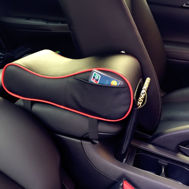 Автомобилен подлакътник с повдигаща подложка и кожена повърхност, странични джобове; марка Green fruit; универсална съвместимост; код на продукта Armrest box booster pad