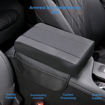 Odinė automobilio alkūnės atrama su atminties putų pagalvėle ir saugojimo krepšeliu, patchwork stilius, universalus