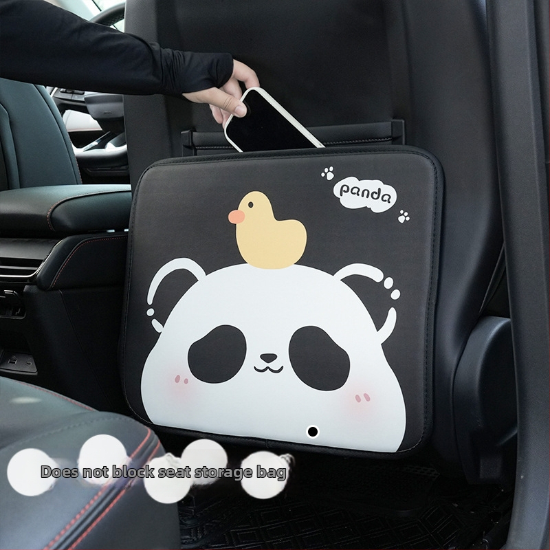 Kožený Panda anti-kick vankúš pre zadné sedadlo auta, celoročne použitie