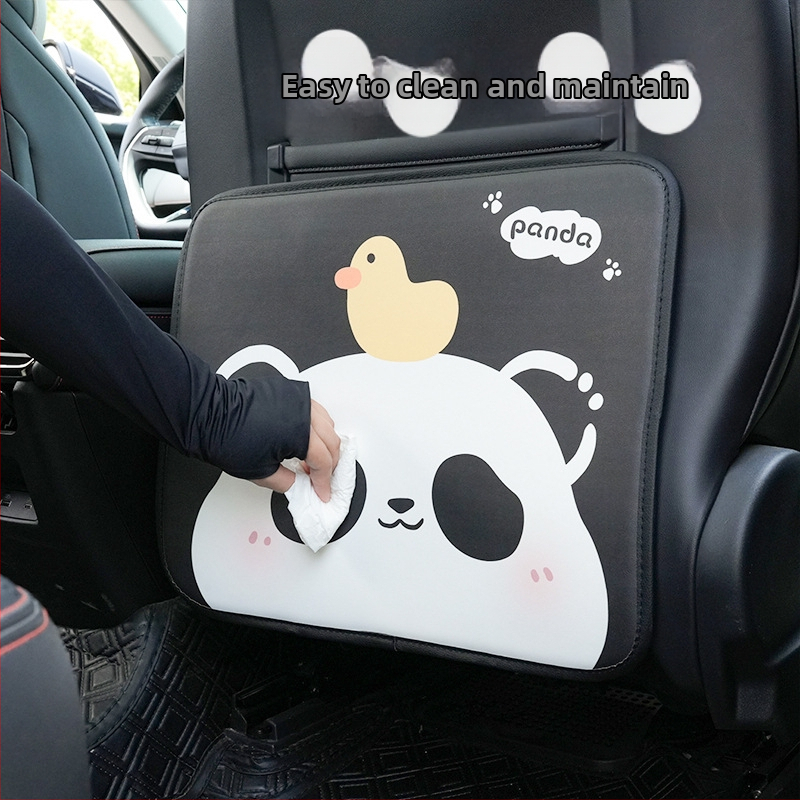 Kožený Panda anti-kick vankúš pre zadné sedadlo auta, celoročne použitie