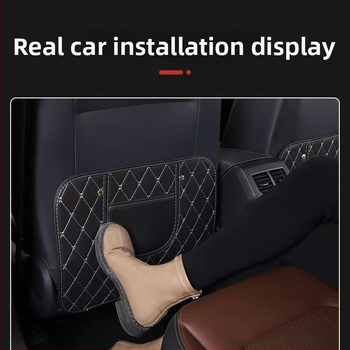 Προστατευτικό μαξιλαράκι πίσω από το κάθισμα αυτοκινήτου, κατάλληλο για όλες τις εποχές, τεχνητό δέρμα, ρόμβος μοτίβο, χωρίς γέμιση