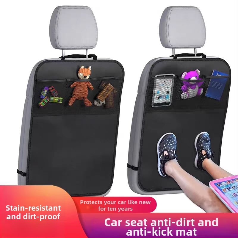 Οργανωτής πίσω καθίσματος αυτοκινήτου με θήκη αποθήκευσης, μαξιλαράκι προστασίας ποδιού, αντι-κλωτσιά μαξιλάρι, ύφασμα, προσαρμοζόμενος