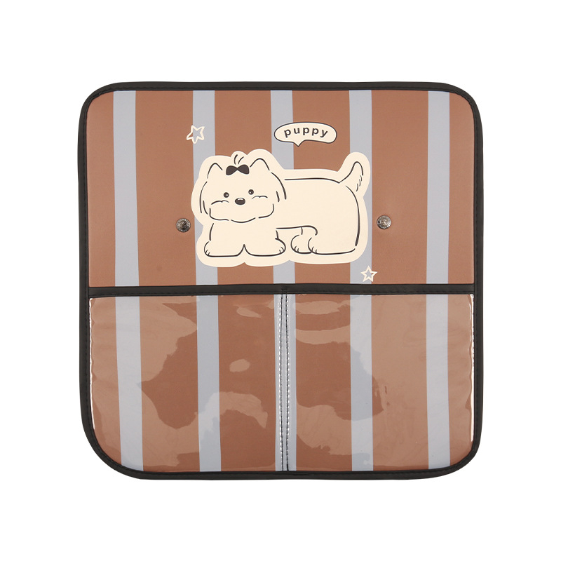 Πάτος πίσω καθίσματος αυτοκινήτου κατά των κλωτσιών — μοτίβο σκύλου σε ρίγες, PU υλικό, γέμισμα από σφουγγάρι, καθολικός σχεδιασμός, κατάλληλο για όλες τις εποχές