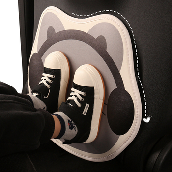 Προστατευτικό πλάτης καθίσματος αυτοκινήτου από PU δέρμα, με γέμισμα από σπόγγου, μοτίβο γάτας με ακουστικά, για όλες τις εποχές