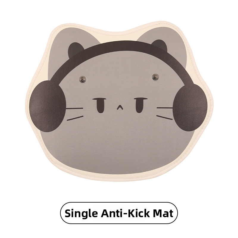 Προστατευτικό πλάτης καθίσματος αυτοκινήτου από PU δέρμα, με γέμισμα από σπόγγου, μοτίβο γάτας με ακουστικά, για όλες τις εποχές