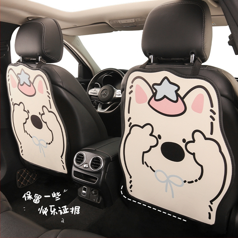 Πάτος προστασίας κατά των κλωτσιών για το πίσω κάθισμα αυτοκινήτου, καθολικό, γλυκό σχέδιο με κινούμενα σχέδια, υλικό PU με αφρώδες γέμισμα