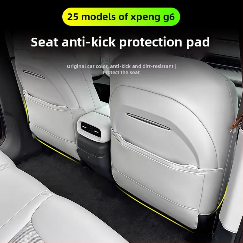 Bőr ülésvédő anti-ütés párna G6/G9-hez, mindennapi használatra, hátsó sor védelem, légkivezető karcmentes matrica