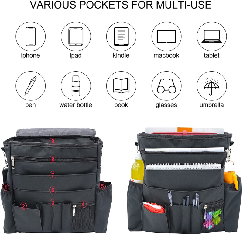 Torba za stražnji dio automobila — višenamjenski organizator za stražnju stranu naslona, torba za laptop, prijenosni dizajn Piggyback, Oxford tkanina, Mogućnost prilagodbe