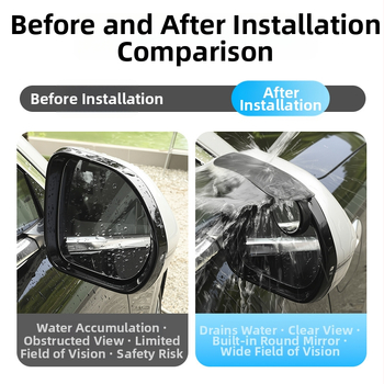 Yi rui Дъждовна защита за огледало за обратно виждане на автомобил – PVC, монтаж щракване, универсално пасва