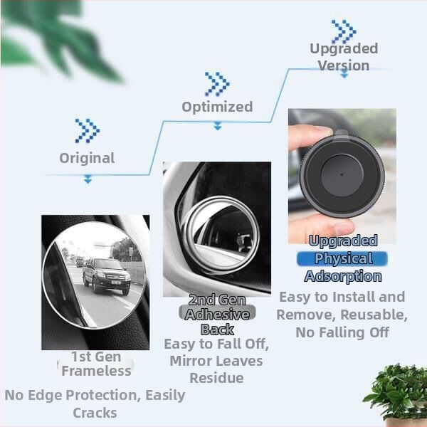 Unaprijeđeni auto retrovizor s usisnim držačem, okrugli, podesiv, HD odraz