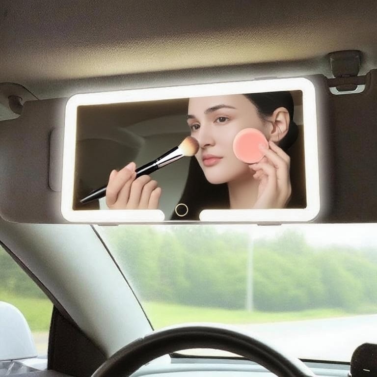 LED kozmetičko ogledalo za automobil s RGB osvjetljenjem, ljepljiva montaža, univerzalna kompatibilnost